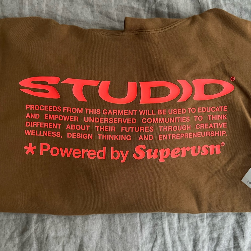 Supervsn Studios STUDIO HOODIE Pullover Logo Oversize Brown Size Medium